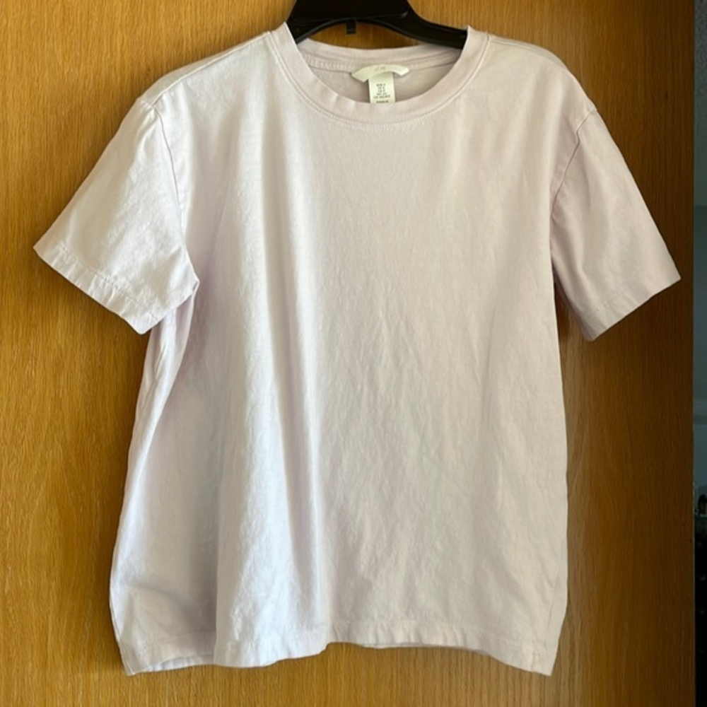H&M Women’s Short Sleeve Essential Box‎ Cut Tee Shirt Lavender Cotton Size Small